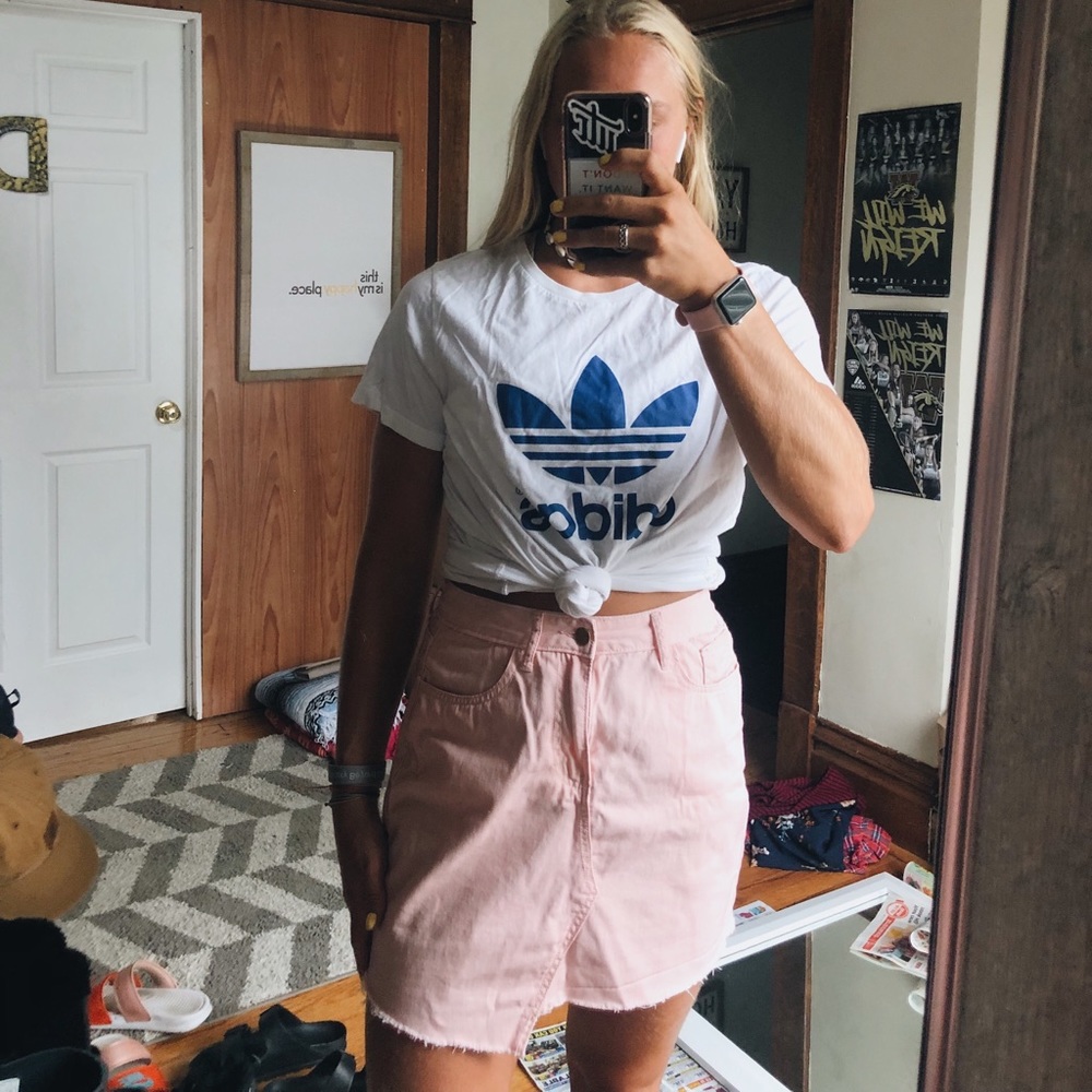 Pink jean skirt
